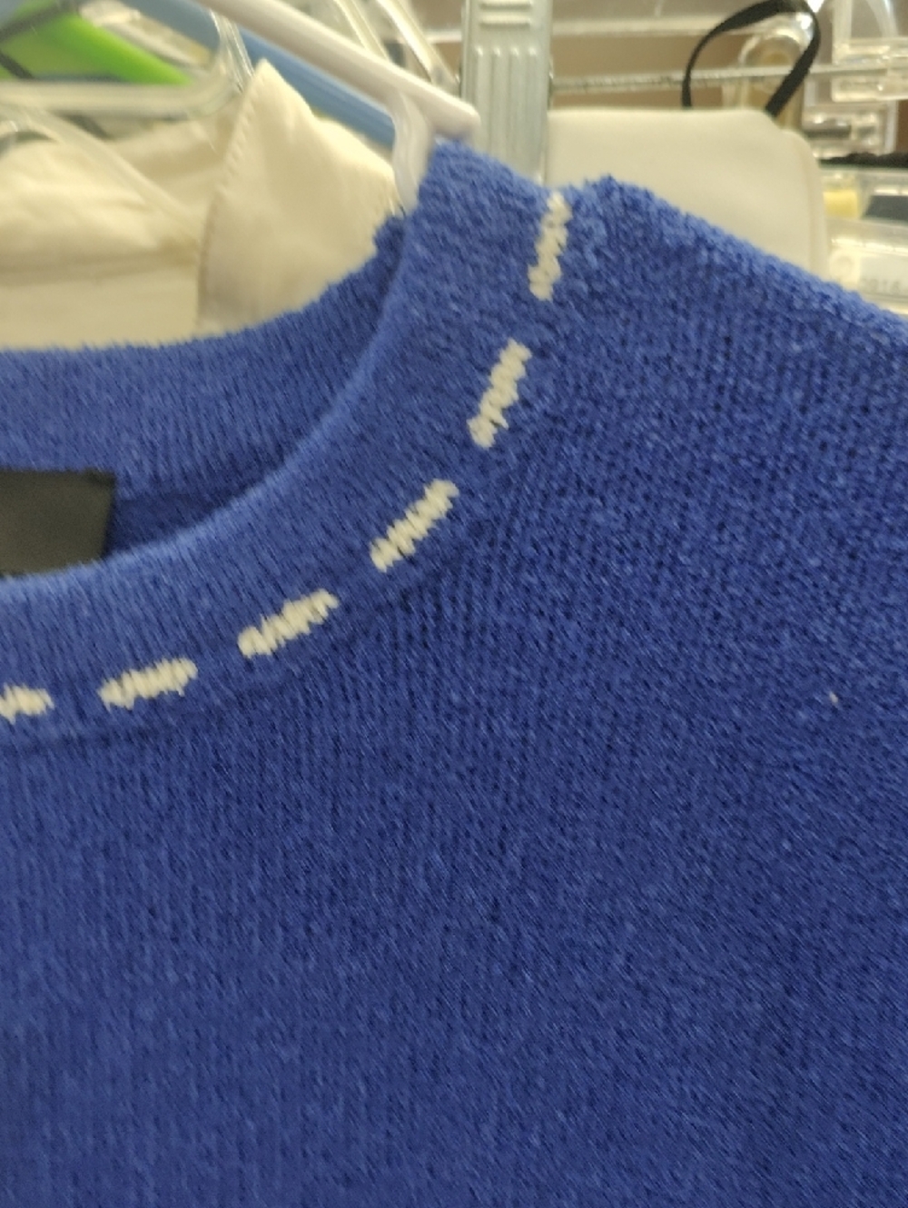 Zara Royal Blue Short Sleeve Knit Top with White Stitching - Picture 5 of 7